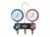 Refco 2-Weg Monteurhilfe M2-3-DELUXE-DS-R744-TC mit ölgefüllten R3 Metallbalgmanometer CO2