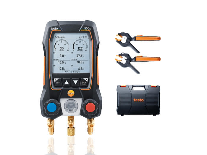 Testo digitales Monteurhilfeset Testo 550i 3-Wege mit kabellosem Temperaturfühler und Koffer - Detail 1