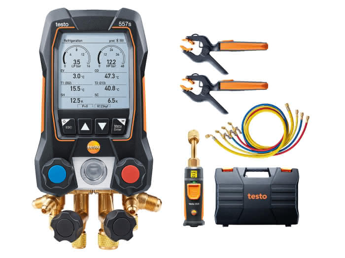 Testo Vakuumset Testo 557s smarte digitale Monteurhilfe mit kabellosem Vakuum-& Zangen-Temperaturfühler & 4er-Füllschlauchsatz - Detail 1