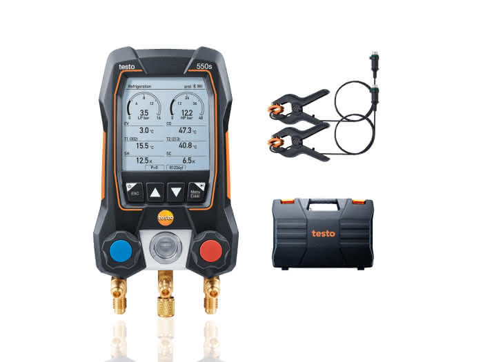 Testo digitales Monteurhilfeset Testo 550s 3-Wege mit Kabel-Temperaturfühler und Koffer - Detail 1