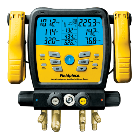 Fieldpiece Drahtlose SMAN-Kältemittel-Monteurhilfe mit 4 Anschlüssen und Mikrometer-Messgerät SM480V - Detail 1