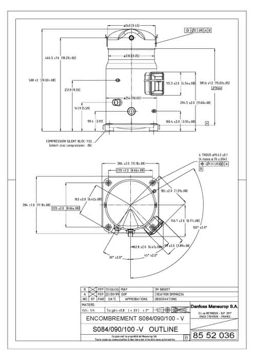 Danfoss Scrollverdichter vollhermetisch SZ084S4VC 400V HBP 50/60Hz Industriepack - Detail 1