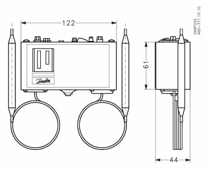 Danfoss Thermostat KP98 M/15 Maximum Reset, 1m Kapillarrohr - Detail 1