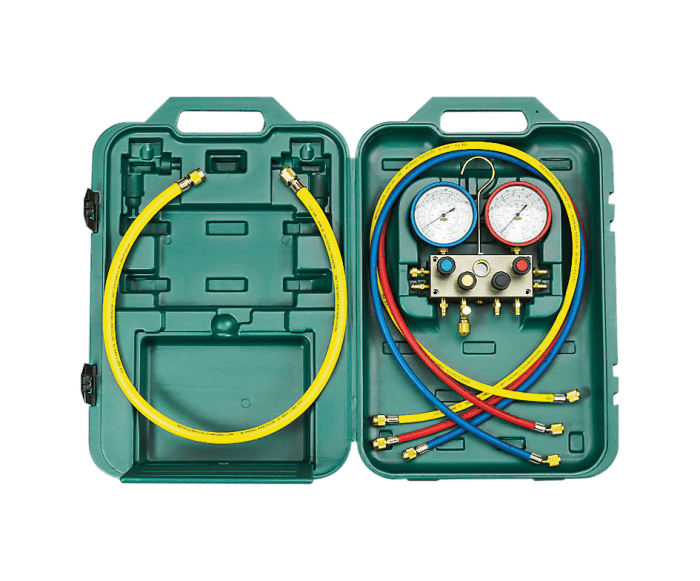 Refco 4-Weg Monteurhilfe M4-3-DELUXE-DS-CLIM mit ölgefüllten R5 Metallbalgmanometer - Detail 1