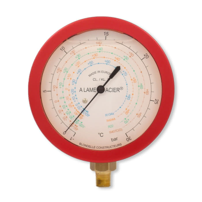 Blondelle HD-Manometer 80mm 1/8" NPT unten -1 - 30bar für R449A R450A R452A R513A - Detail 1