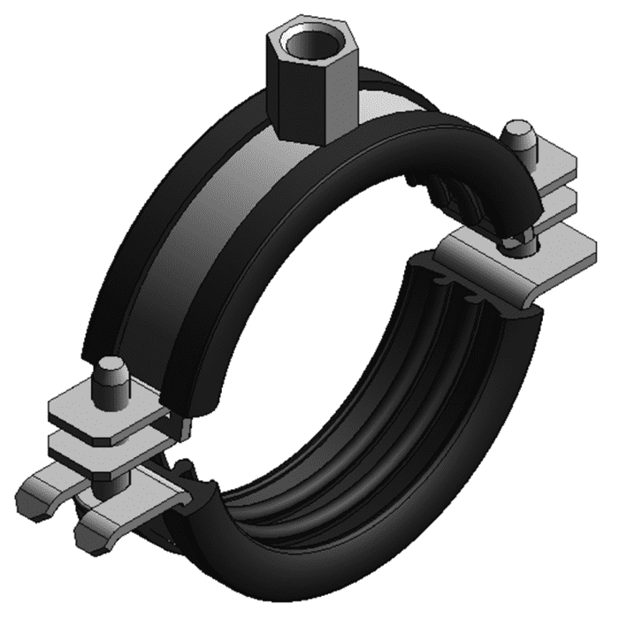 Mefa Maxima PSM Rohrschelle M10/M12 133-136mm rundumgeschweißt TPE - Detail 1