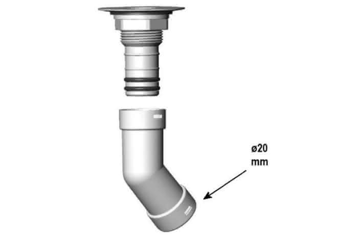 Linum Verbindung 45° für Rohranschluss RDP20, RDP20-C45TO - Detail 1
