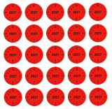 BIV Prüfetiketten für das Jahr 2027 (1 Bogen hat 25 Stück)