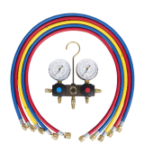 Refco 2-Weg Monteurhilfe BM2-6DS-HEATPUMP mit 5 Füllschläuchen 1/4"SAE & 5/16"SAE, 36"/90cm für R32, R290 & R410A