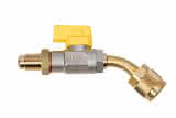 Refco Kugelventil CA 1/4"SAE-Y 45 gelb, mit Schraubhülse 45° gebogen